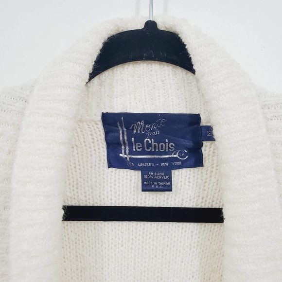 Vintage Monto Par LeChois Ivory Over-Sized Thick Knit Cardigan Sweater Size M - Picture 10 of 10